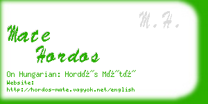 mate hordos business card
